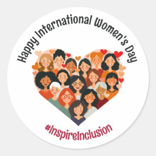Internationell kvinnodagen IWD mars 8 Hjärta Runt Klistermärke