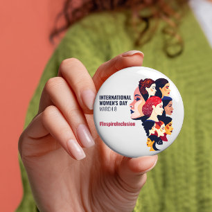 Internationell kvinnodagen IWD mars 8 Knapp