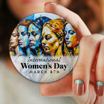 Internationell kvinnodagen | Knapp 8 mars<br><div class="desc">Den åttonde mars är Knappen på kvinnodagen i Internationell. Oil Paint stil Women ai Art.</div>