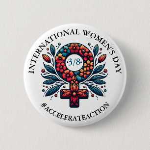 Internationell kvinnodagen Påskynda åtgärden Knapp