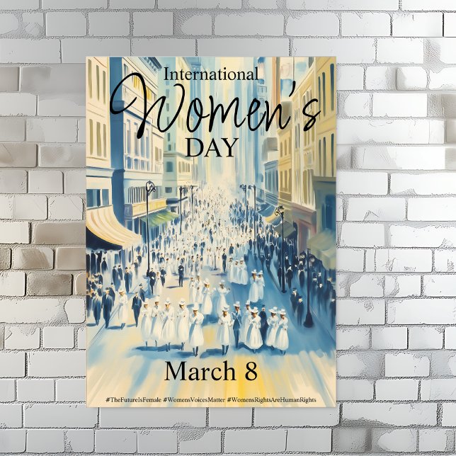 Internationell kvinnodagen poster (International Women's Day Vintage Suffergette Poster. March 8.)