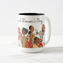Internationell-kvinnodagspresent med två ton kaffe Två-Tonad mugg