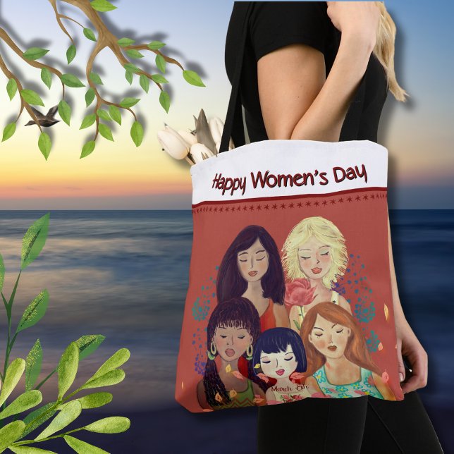 Internationell Kvinnor i kvinnodagen porträtt Tygkasse (International Women's Day women portrait Tote Bag)