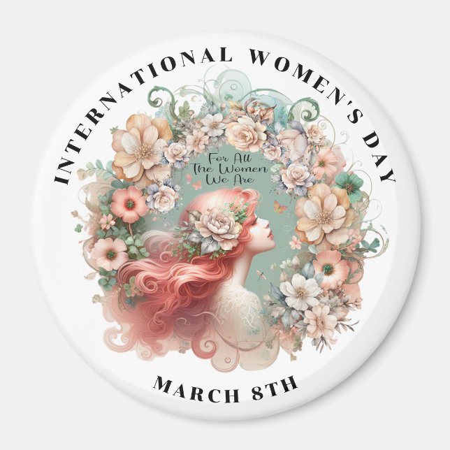 Internationell Kvinnors dag 8 mars Feminin Magnet (Framsidan)