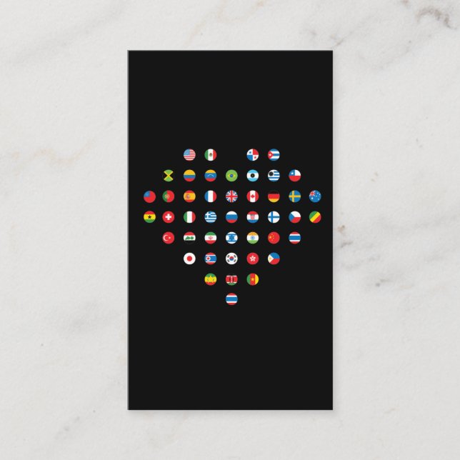 Internationell Land Flaggor Hjärtresa beroende Visitkort (Framsida)