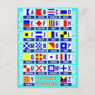 Internationell Nautical Signal Code Flaggor Vykort