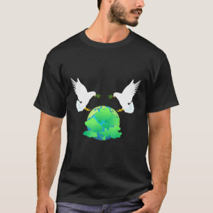 Internationell Peace Flagga Peacebuilding Two Dove T Shirt