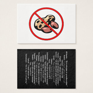 Internationell peanut Allergy Card Visitkort