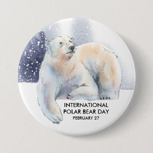 Internationell Polar Bear Day, vattenfärg Knapp
