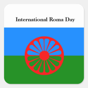 Internationell Roma Day Flagga Stickers Fyrkantigt Klistermärke