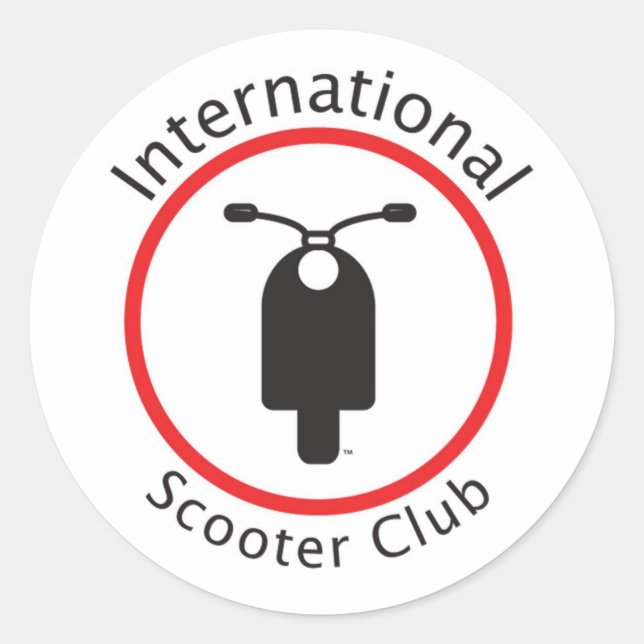 Internationell Scooter Klubb Sticker Runt Klistermärke (Framsida)