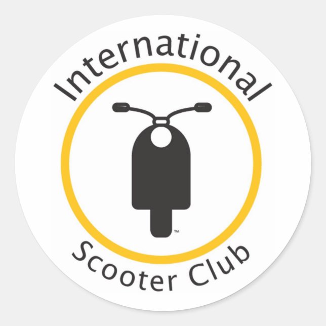 Internationell Scooter Klubb Sticker Runt Klistermärke (Framsida)