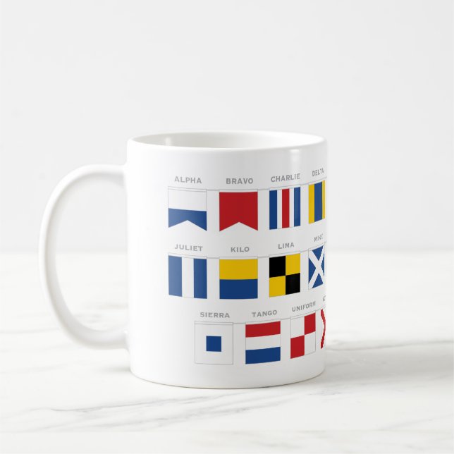 Internationell-signalkoden Alfabet - Alfa Kaffemugg (Vänster)