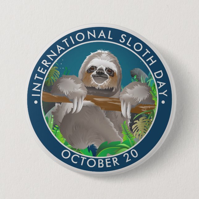 Internationell Sloth Day Knapp (Framsida)