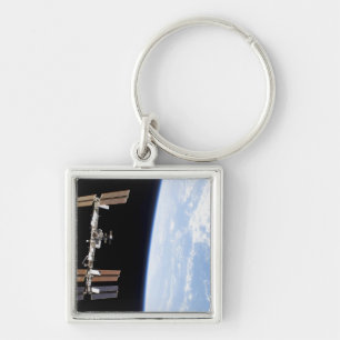 Internationell Space Station 12 Fyrkantig Silverfärgad Nyckelring