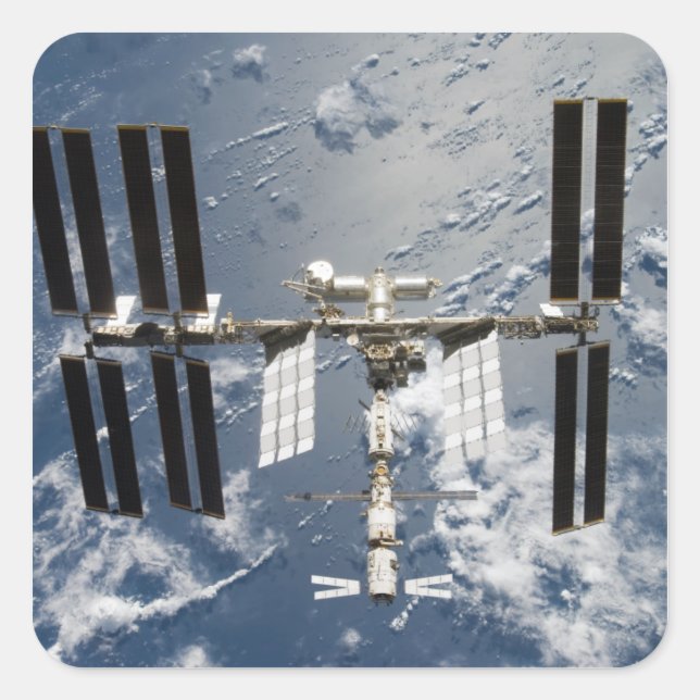 Internationell Space Station 14 Fyrkantigt Klistermärke (Framsida)