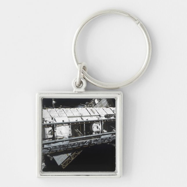Internationell Space Station Starboard tru Fyrkantig Silverfärgad Nyckelring (Framsidan)