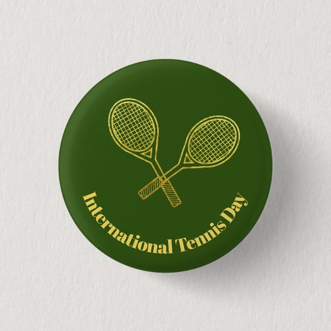 Internationell Tennis Day Button med Guld-racketar Knapp (Framsida)