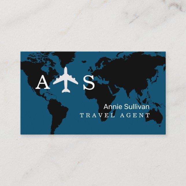 Internationell Travel Agent-flygplansmonogram Visitkort (Framsida)