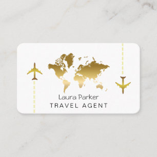 Internationell Travel Agent världskarta Guld Glit Visitkort