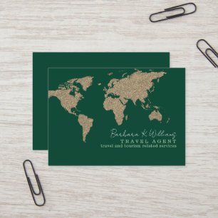 Internationell Travel Agent World-Karta Grönt Visitkort
