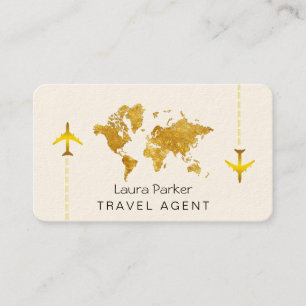 Internationell Travel World Map Guld Glitter Busin Visitkort