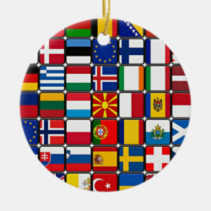 Internationell Världs flaggor Julgransprydnad Keramik