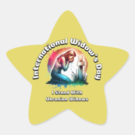 Internationell Widows dag. 23 juni Stjärnformat Klistermärke