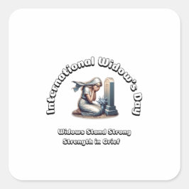 Internationell Widows dag. Styrka i Grief. Fyrkantigt Klistermärke