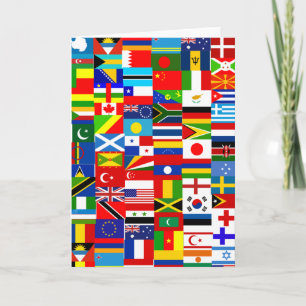 Internationell World Wide Flagga Collage Kort