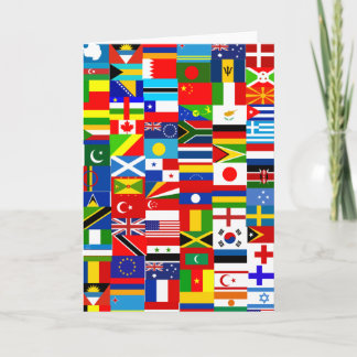 Internationell World Wide Flagga Collage Kort