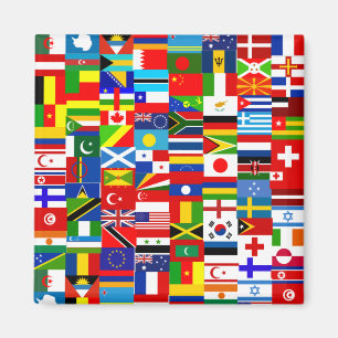 Internationell World Wide Flagga Collage Magnet
