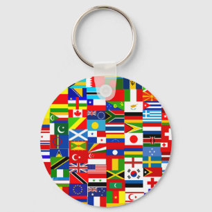 Internationell World Wide Flagga Collage Nyckelring