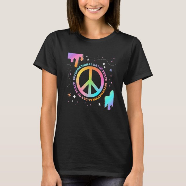 Internationella Fredsdagen Färgrik Fredstecken Man T Shirt (Framsida)