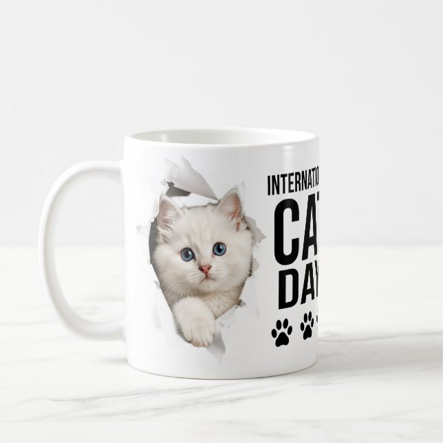 internationella kattens dag firande kaffemugg (Vänster)