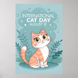 Internationella kattens dag Söt fantasifull kattko Poster
