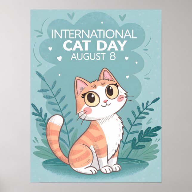 Internationella kattens dag Söt och fantasifull ka Poster (Framsidan)