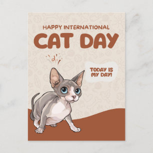 Internationella kattens dag Sphynx-firande konst Helg Vykort