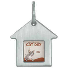 Internationella kattens dag Sphynx-firande konst ID-bricka Husdjur