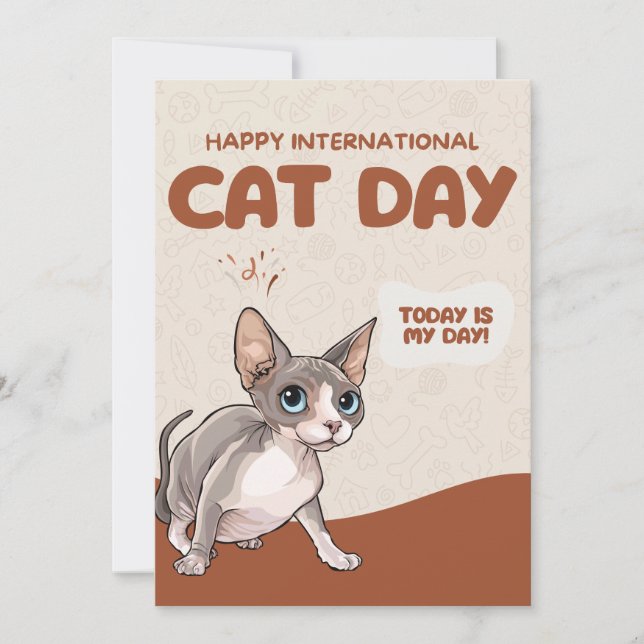 Internationella kattens dag Sphynx-firande konst Julkort (Framsida)