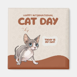 Internationella kattens dag Sphynx-firande konst Magnet