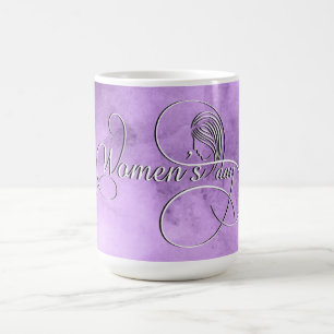 Internationella kvinna dag - purpurfärgad kaffemugg