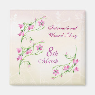Internationella kvinna dag, rosablommor magnet
