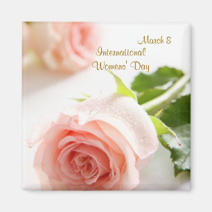 Internationella kvinna dag. Vitrosa rosmagnet Magnet