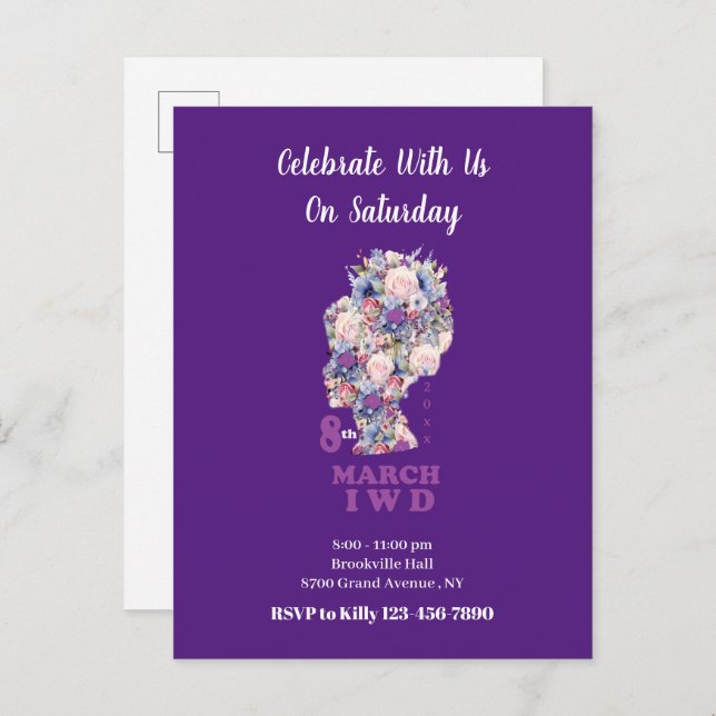 Internationella kvinnodagen 2025: Fira femininitet Meddelande Vykort (Fram/baksida)