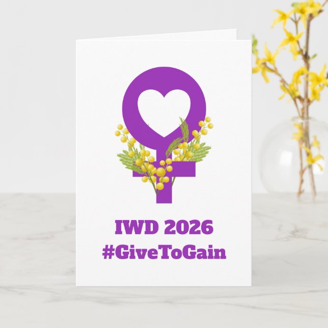 Internationella kvinnodagen 2026 IWD Ge för att få Kort (Gul blomma)