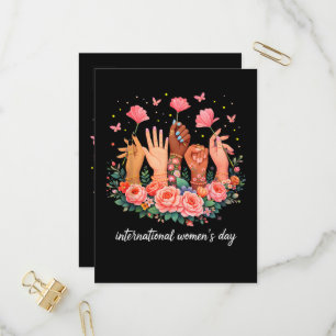 Internationella kvinnodagen 8 mars 2026 inbjudan vykort
