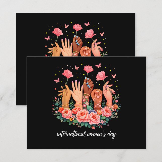 Internationella kvinnodagen 8 mars 2026 inbjudningar (Fram/baksida)