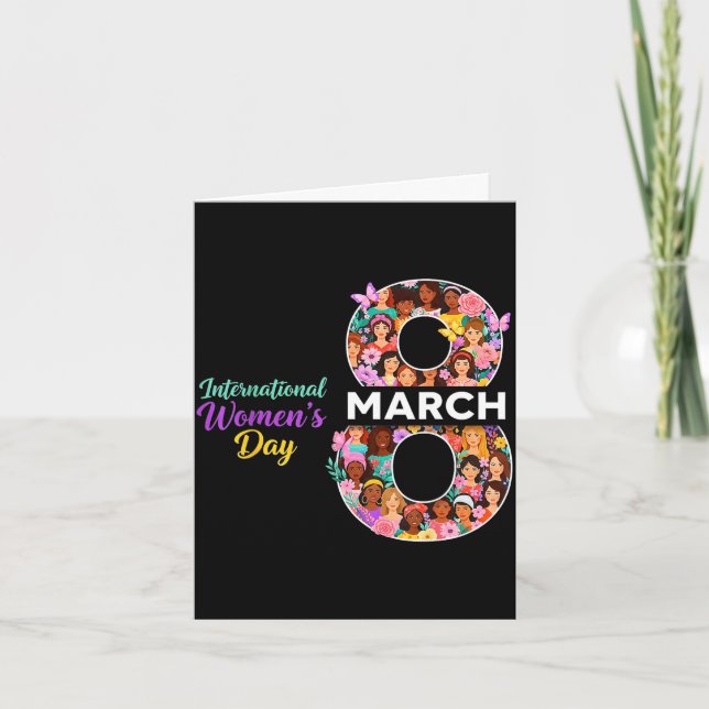 Internationella kvinnodagen 8 mars 2026 stärkande kort (Framsida)