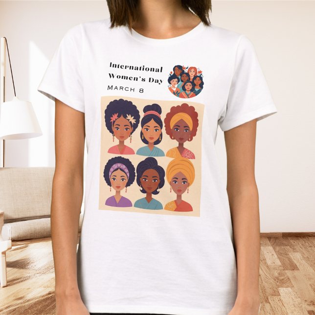 Internationella kvinnodagen 8 mars firande t shirt (A cool t-shirt for celebrating International Women's Day on 8th March, with illustration of women)